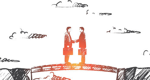 Two dudes meet for professional services.